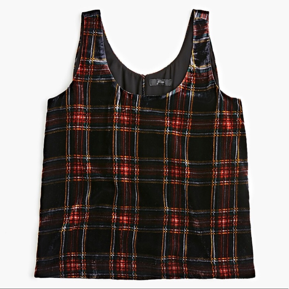 J.Crew Velvet Plaid Tank Top in Stewart Tartan